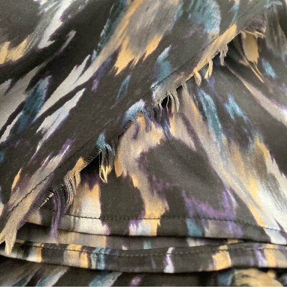 Ulla Johnson 100% Silk Abstract Printed Raw Edge Trim A - Line Dress Size 2 - Picture 8 of 11